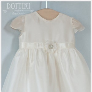 Baby Girl Christening Gown - Silk Baptism Outfit - Christening Sleveless Gown - Girls Christening Outfit