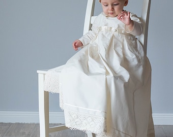 Baby Boy Baptism Outfit - Christening Gown with Detachable Skirt - Boys Baptism Romper with Removable Skirt