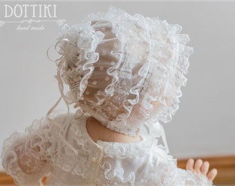 Baby Lace Bonnet - Baptism Bonnet - Christening Cap -  Christening Bonnet - Ivory Bonnet