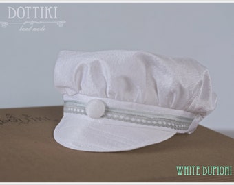 Silk Baby Boy Newsboy Cap: Christening Baptism Hat With Lace