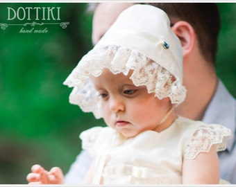 Silk Bonnet, Baby Hat,Baby Bonnet, Baby Cap, Silk and Lace Bonnet, Baby Girl Bonnet, Flower Girl Bonnet, Girl Bonnet, Newborn  Bonnet
