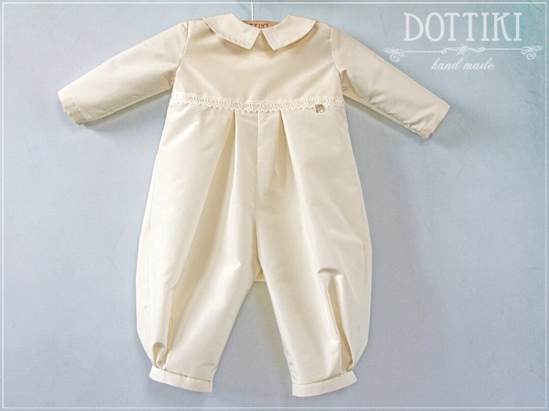 Baby Boy Baptism Outfit Christening Outfit Toddler Silk Romper Newborn