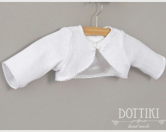 Baby Girl  Bolero  - Girls Shrug with Thin or Warm Lining - Toddler Bolero Jacket in White, Ivory or Cream / Ecru