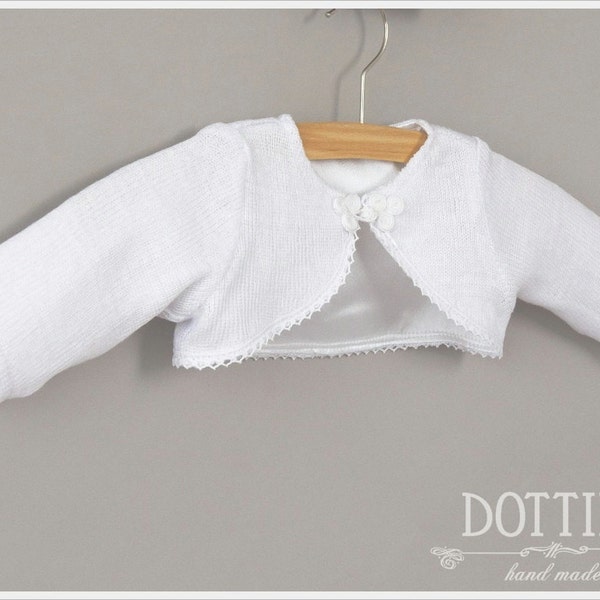 Baby Girl  Bolero  - Girls Shrug with Thin or Warm Lining - Toddler Bolero Jacket in White, Ivory or Cream / Ecru