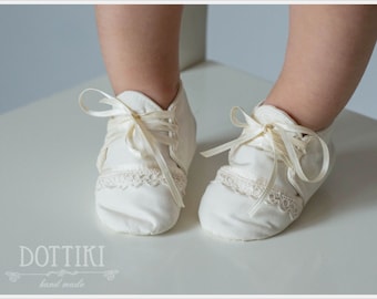 Baby Baptism Shoes, Silk Baby Booties