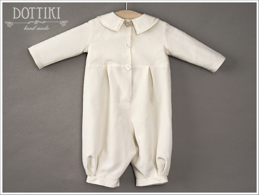 Boys Christening Outfit Baby Baptism Silk Romper Toddler