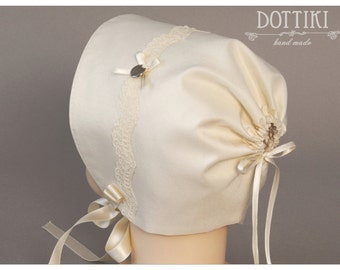Babptism Bonnet - Christening Cap - Baby Girl Silk Bonnet