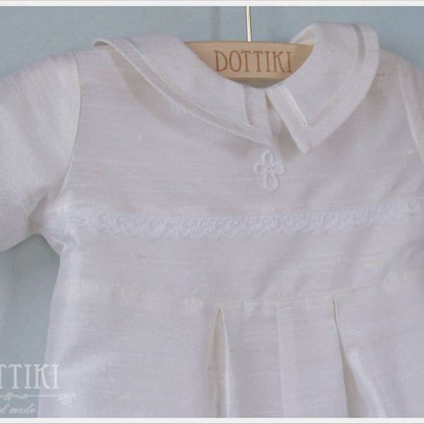 Baby Boy Christening Outfit -  Boy Baptism Romper wit Cross - Toddler Silk Jumsuit