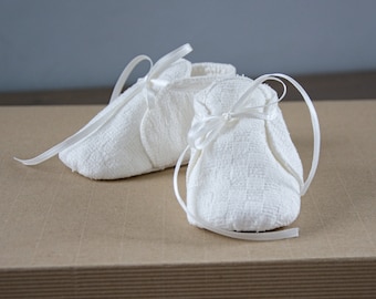 Baby Baptism Shoes, Silk Booties