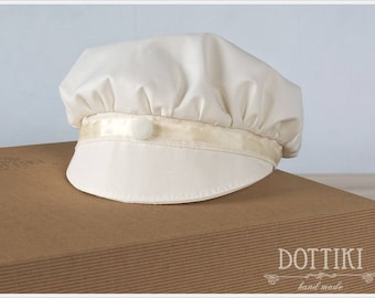 Baby Boy  Silk Cap - Baptism Newsboy Hat - Boys Christening Cap in White, Ivory or Cream / Ecru