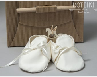 Baby Baptism Shoes, Silk Booties