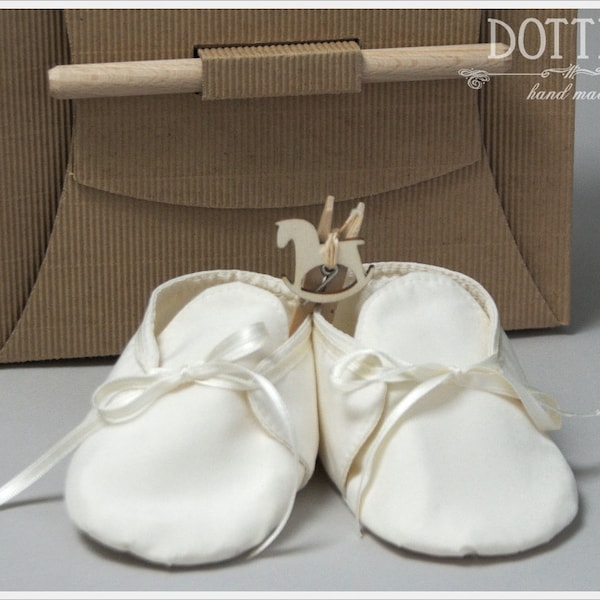 Baby Baptism Shoes, Silk Booties