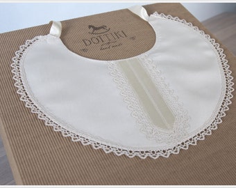 Silk Christening Bib, Baptism Bib