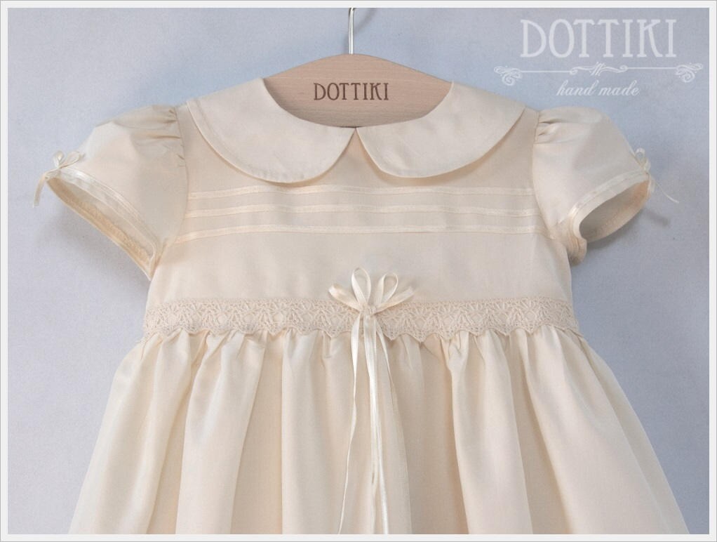 Baby Girl Christening Gown Christening Silk Dress Baptism Short