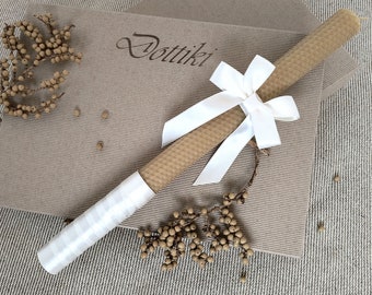 Bougie en cire d'abeille naturelle pour baptême, communion et mariage