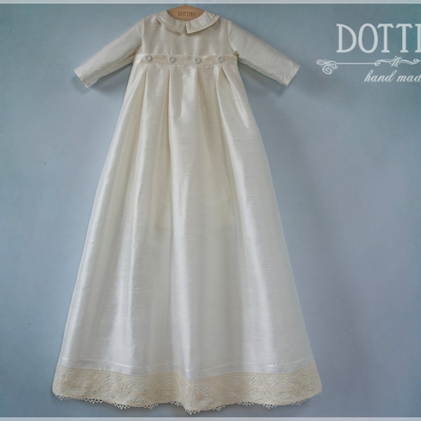 Robe de baptême pour bébé garçon - tenue de baptême avec jupe amovible - tenue de baptême - robe de mariée en soie ivoire avec jupe amovible