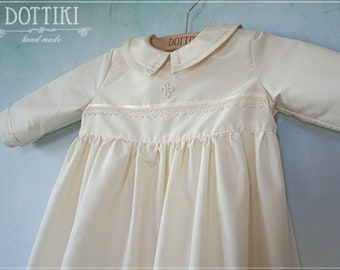 Baby Baptism Outfit - Silk Christening Gown with Cross - Baptism Gown for Baby Girl and Baby Boy - Heirloom Outfit