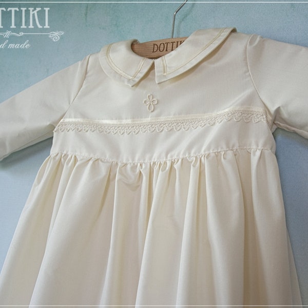 Baby Baptism Outfit - Silk Christening Gown with Cross - Baptism Gown for Baby Girl and Baby Boy - Heirloom Outfit