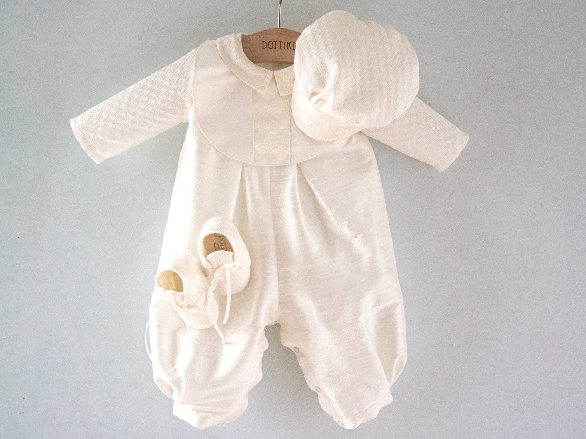 Baby Baptism Outfit Boys Christening Romper Baby Boy Ivory Etsy