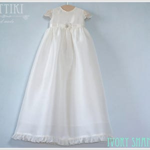 Baby Girl Christening Gown - Silk Baptism Outfit - Christening Sleveless Gown - Girls Christening Outfit