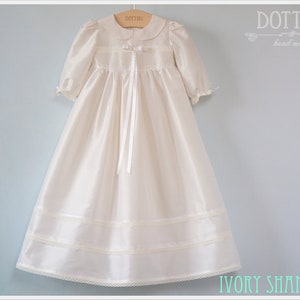 Baby Baptism  Gown - Christening Silk Gown - Baptism Long Sleeve - Baby Boy and Baby Girl Baptism Outfit