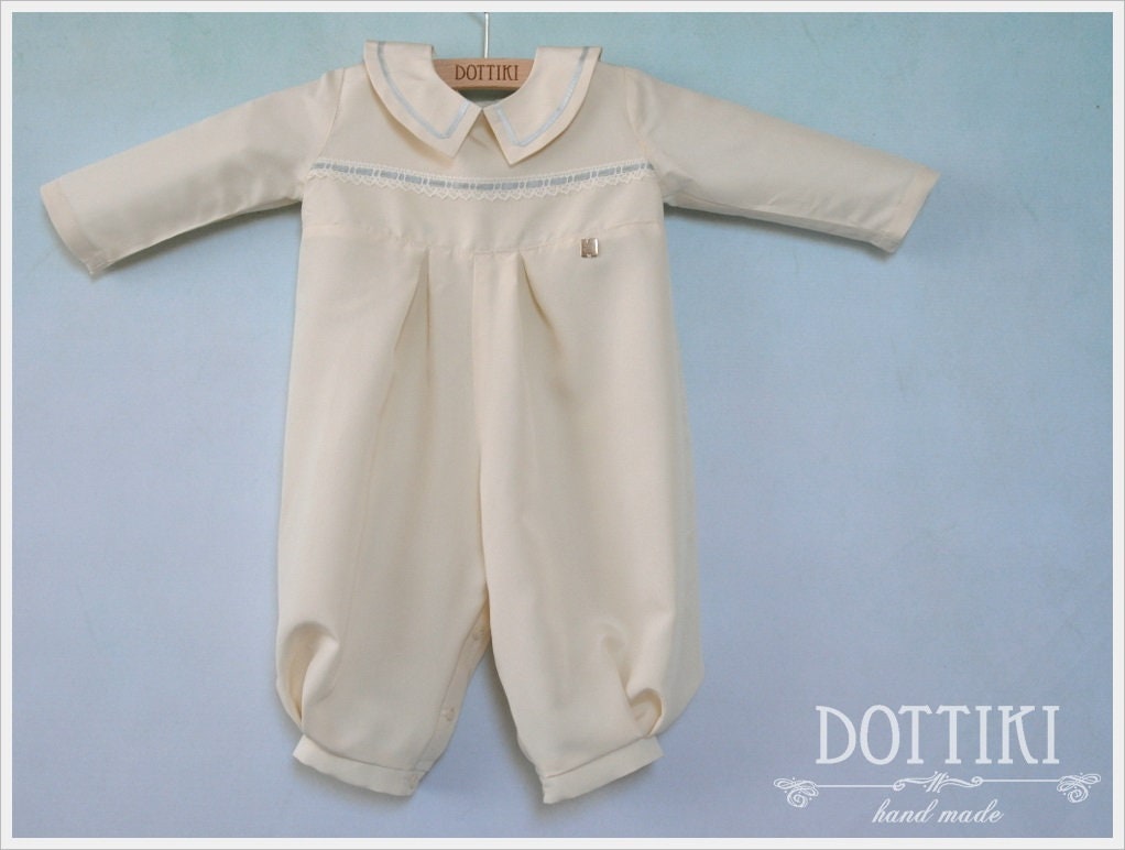 Boys Christening Outfit Baby Baptism Silk Romper Toddler