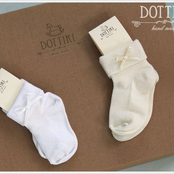 Toddler Christening Socks with Silk Bows