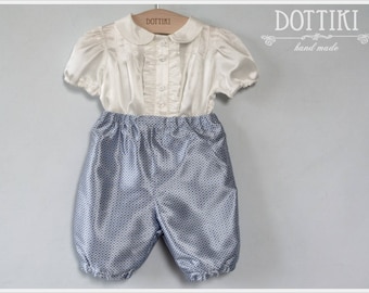 Baby Boy  Outfit - Silk Pants and Shirt - Newborn Outfit - First Birthday Outfit