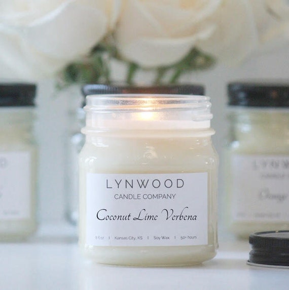 Essential Oil Candle Coconut Lime Verbena Soy Candles Etsy