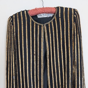 Sequin Beaded & Silk Jacket | Vintage 80s | Silky Nites New York
