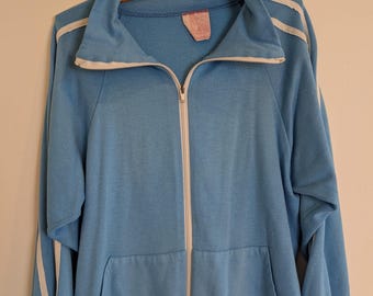 Vintage 70s Tultex Track Jacket Ultra Fleece 120 in Light Blue