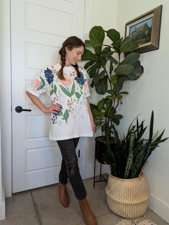 Oversize Painted & Embellished Vintage T-Shirt - image 2