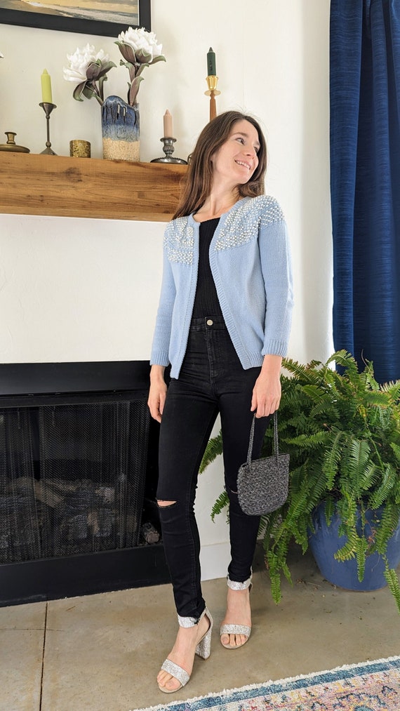 Pearl Infused Sky Blue Cardigan