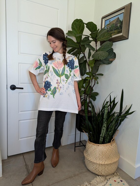 Oversize Painted & Embellished Vintage T-Shirt - image 1