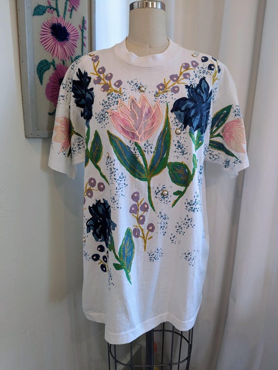 Oversize Painted & Embellished Vintage T-Shirt - image 5