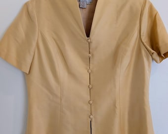 Blusa de seda vintage de Adrianna Papell / Década de 1980 o 1990
