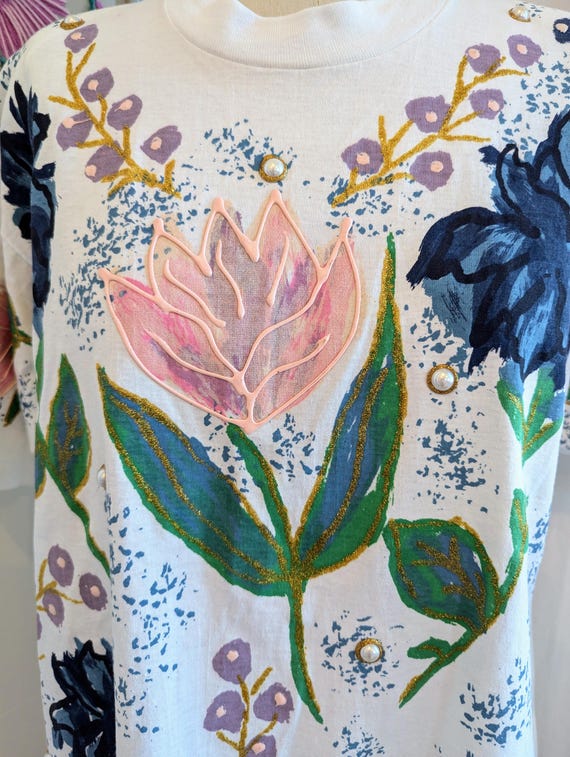 Oversize Painted & Embellished Vintage T-Shirt - image 8