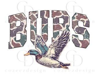 Bubs Duck Hunting PNG, Camo Mallard Graphic, Rustic Waterfowl Sublimation, Digital Download