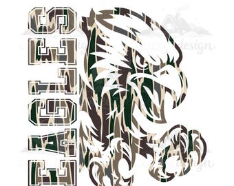 Bald Eagle PNG, American Eagle Mascot Sublimation Design, Camo Wildlife, Digital Download