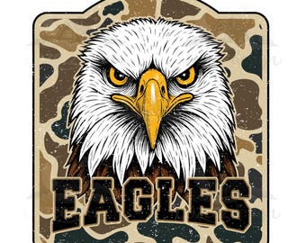 Bald Eagle PNG, American Eagle Mascot Sublimation Design, Camo Wildlife, Digital Download