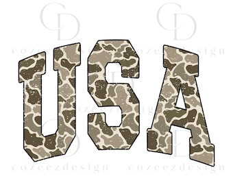 USA Camo Letters PNG, Patriotic Military Typography Sublimation Design, Digital Download