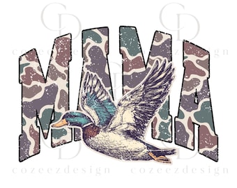 Mama Duck Hunting PNG, Camo Mallard Graphic, Rustic Waterfowl Sublimation, Mother's Day Digital Download