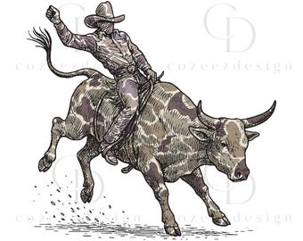Cowboy Bull Riding PNG, Western Rodeo Sublimation Design, Camo Bucking Bull Digital Download