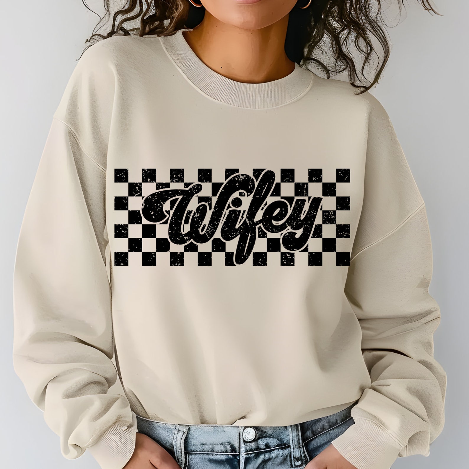 Wifey PNG, Retro Wifey Png, Wife Png, Wifey Checkered Png, Distressed ...