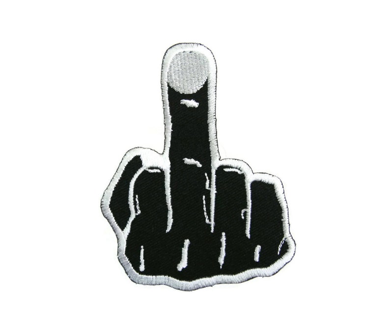 Embroidered Middle Finger Applique IRON On Patch