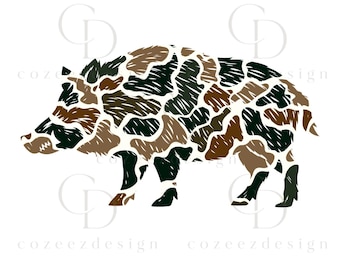 Wild Hog PNG, Camo Boar Hunting Sublimation Design, Feral Pig Hunter, Digital Download