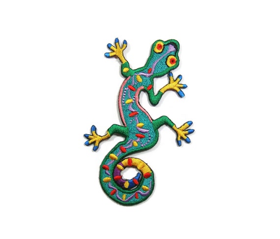 Gecko Lizard Patch Embroidered Iron on Sewing Kids Salamander Iguana Chameleon