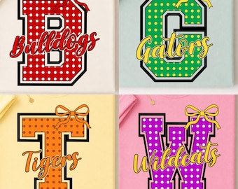 Custom School Mascot PNG, Personalized Team Spirit Bow Design, Game Day Football Cheer Digital Download