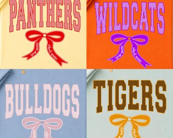 Custom School Mascot Bow PNG, Personalized Team Spirit Striped Design, Game Day Football Cheer Digital Download