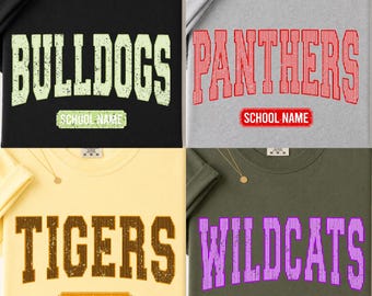 Custom School Mascot PNG, Personalized Team Spirit Striped Design, Game Day Football Cheer Digital Download